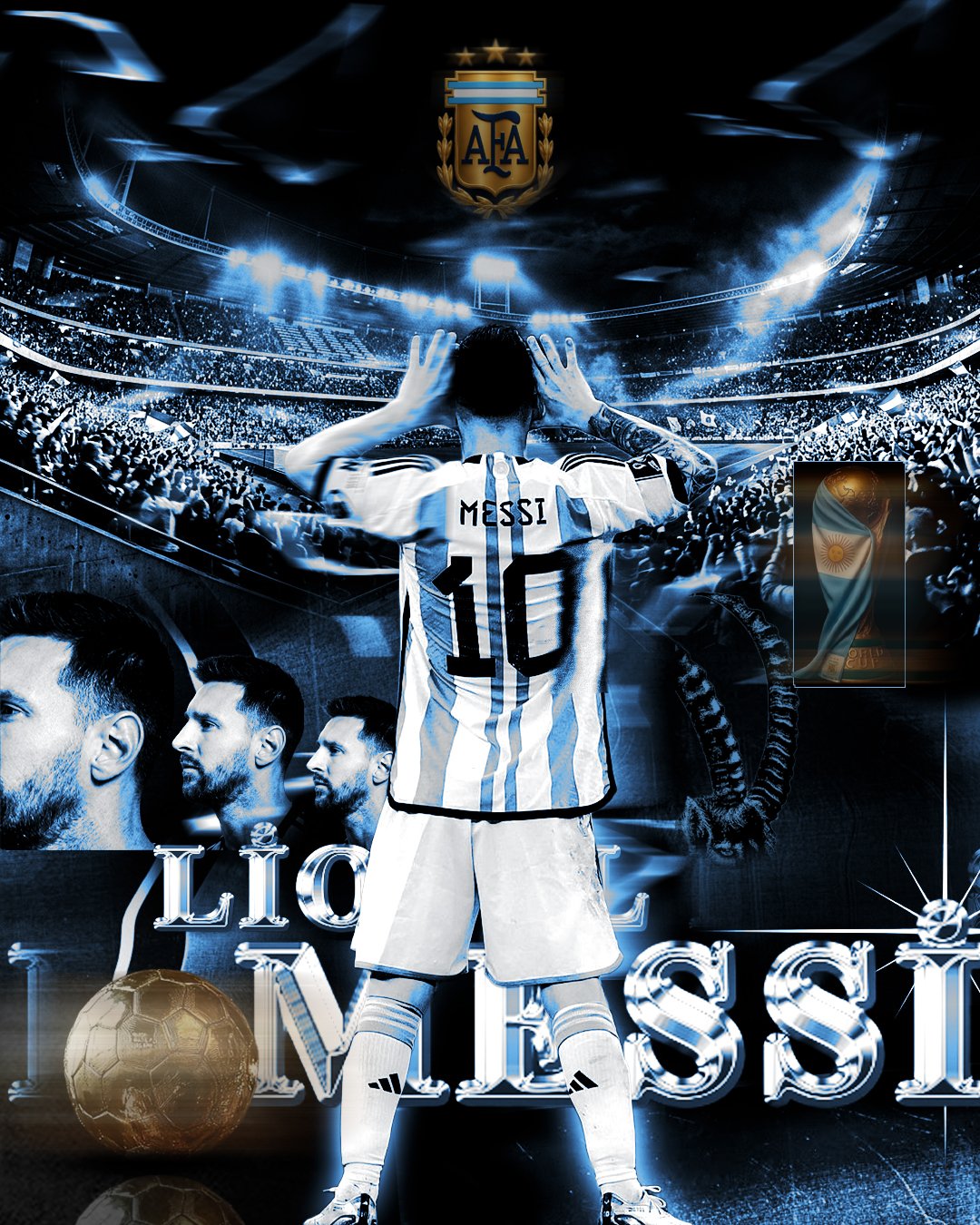 Mavi tonlarda Messi afiş tasarımı
